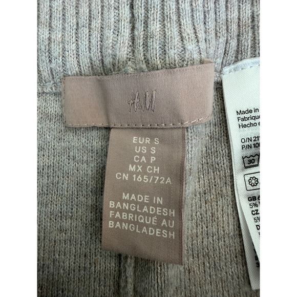 HM Wool Blend Knit Drawstring Jogger Pants Womens Size S Gray Cozy Loungewear - Picture 4 of 9